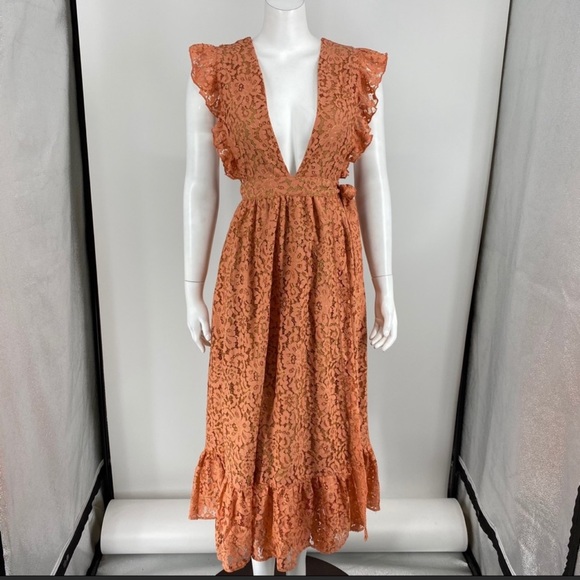 NWOT Mistwood Lace Dress in Golden Coral - Revolve - Picture 6 of 10